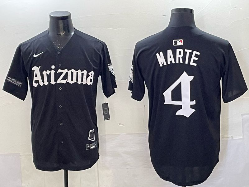 Men 2025 Arizona Diamondback #4 Marte black Joint Name Nike MLB Jersey style 001